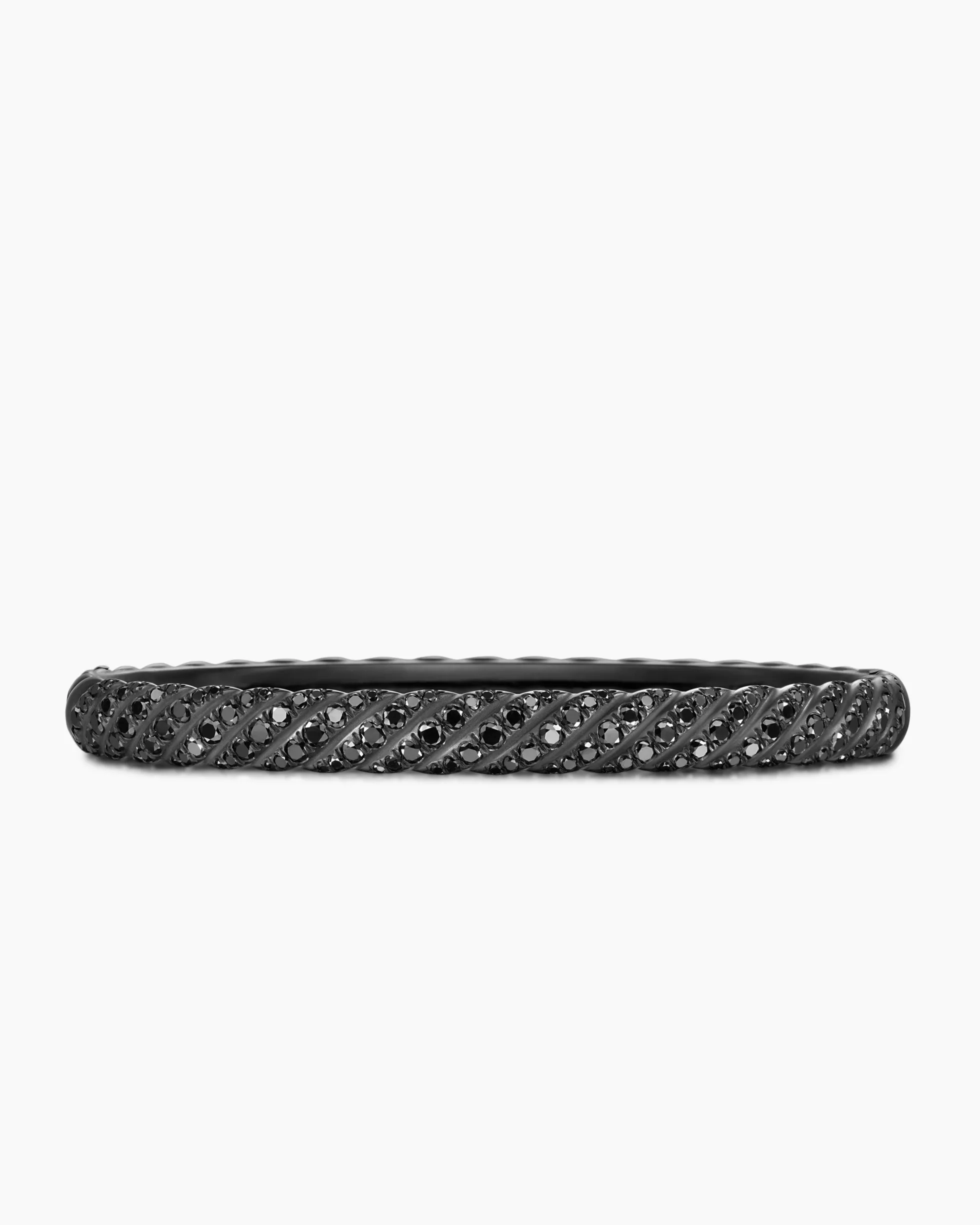 Sculpted Cable Bangle Bracelet Black Titanium with Black Diamonds, 6.2mm