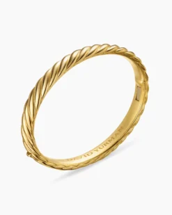 Sculpted Cable Bangle Bracelet 18K Yellow Gold, 8mm