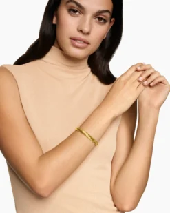 Sculpted Cable Bangle Bracelet 18K Yellow Gold, 8mm