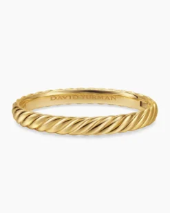 Sculpted Cable Bangle Bracelet 18K Yellow Gold, 8mm
