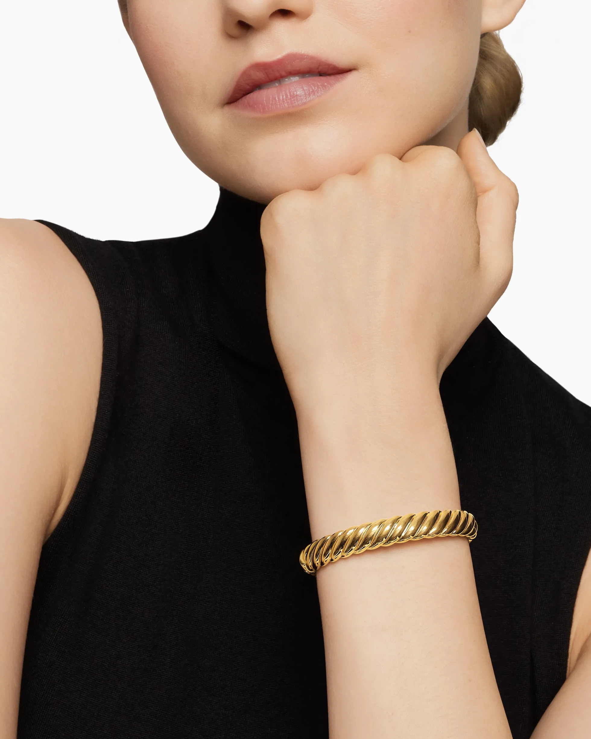 Sculpted Cable Bracelet 18K Yellow Gold, 10mm