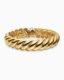 Sculpted Cable Bracelet 18K Yellow Gold, 14mm
