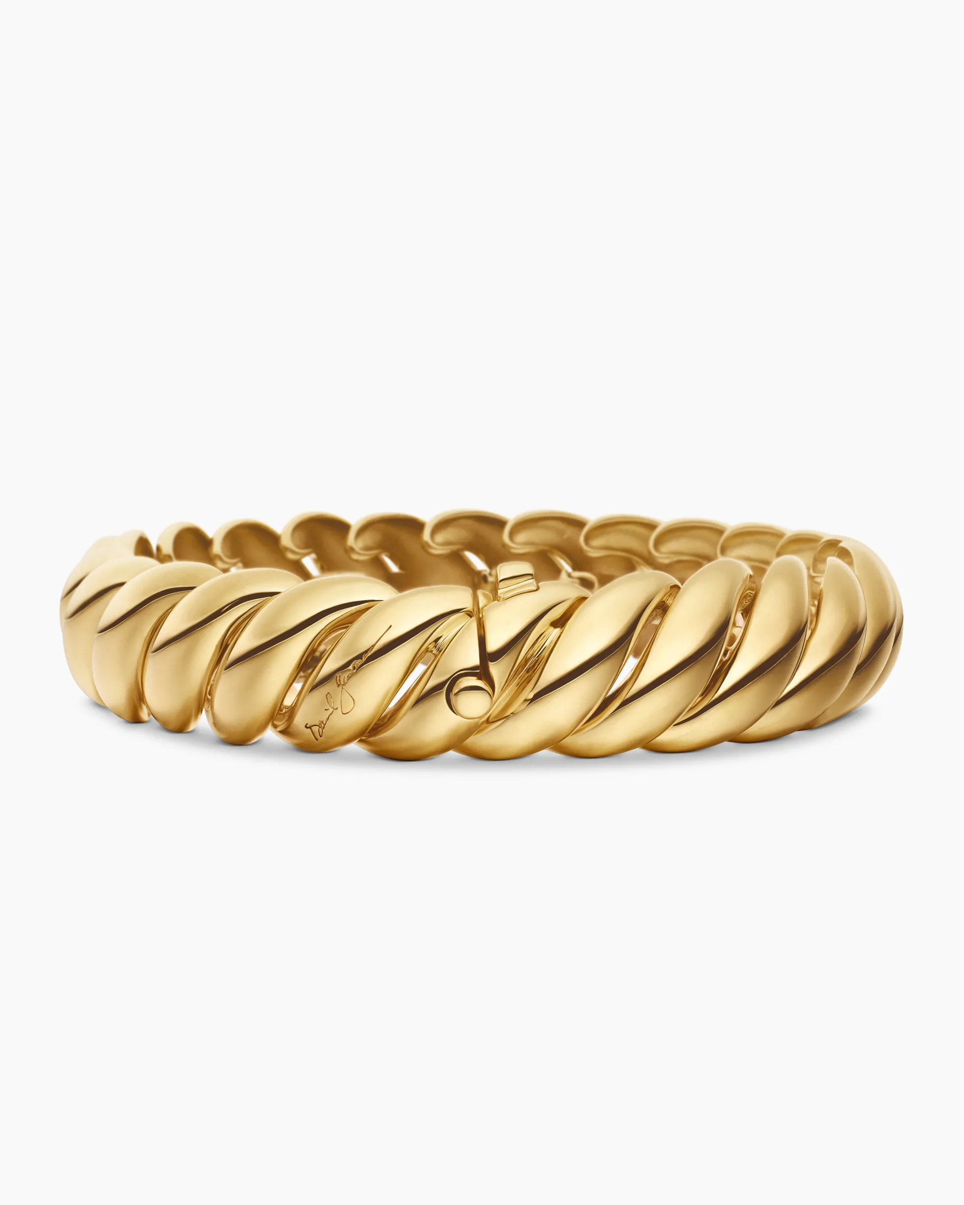 Sculpted Cable Bracelet 18K Yellow Gold, 14mm