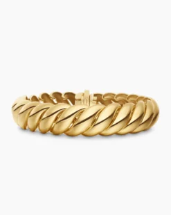 Sculpted Cable Bracelet 18K Yellow Gold, 14mm