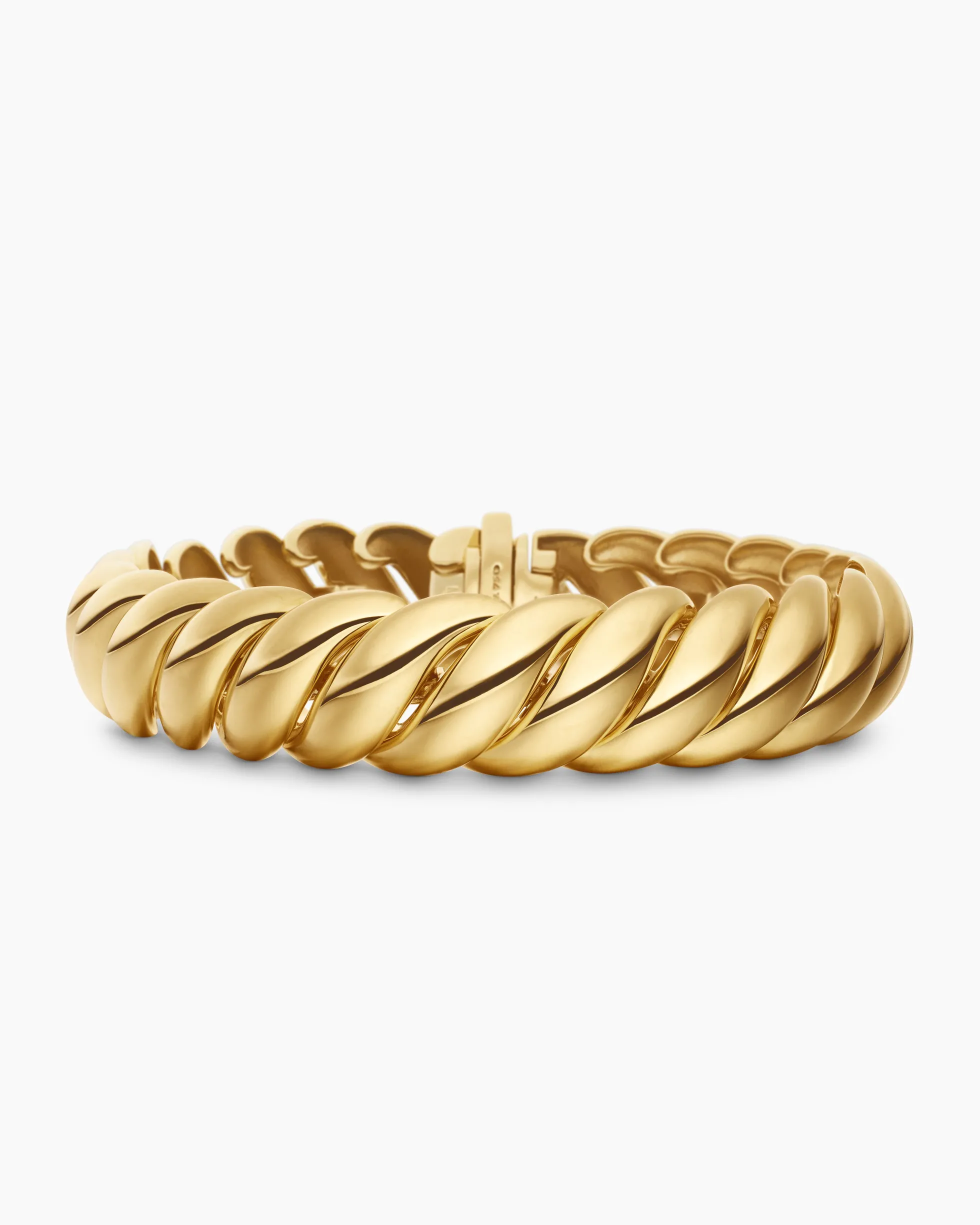 Sculpted Cable Bracelet 18K Yellow Gold, 14mm