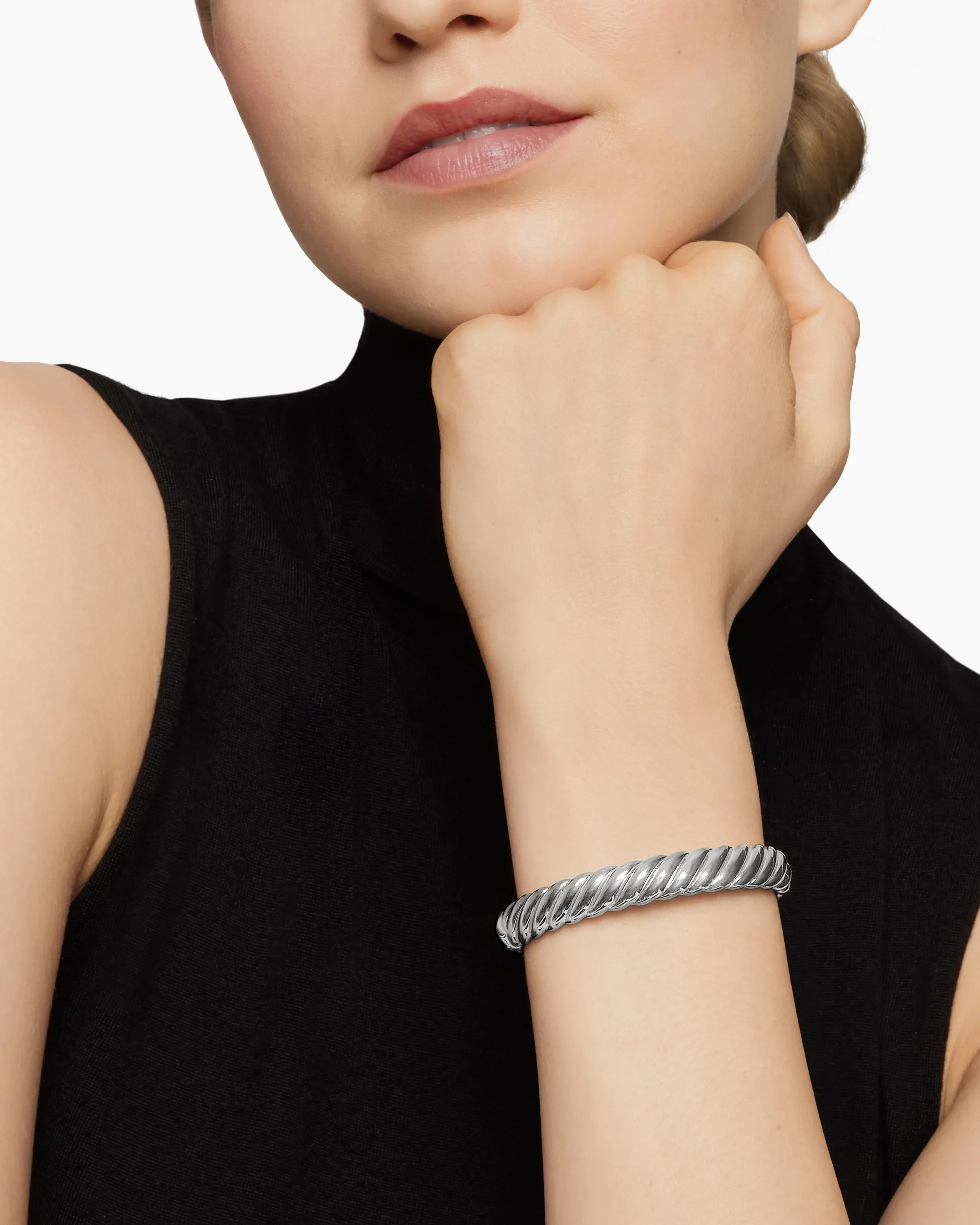 Sculpted Cable Bracelet Sterling Silver, 10mm