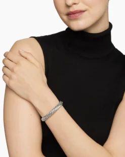 Sculpted Cable Bracelet Sterling Silver, 10mm