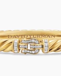 Sculpted Cable Buckle Bracelet 18K Yellow Gold with Diamonds, 6.2mm