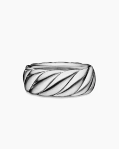 Sculpted Cable Contour Band Ring Sterling Silver, 9mm