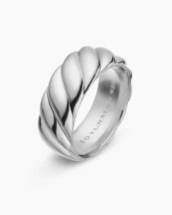 Sculpted Cable Contour Band Ring Sterling Silver, 9mm