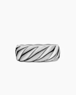 Sculpted Cable Contour Band Ring Sterling Silver, 9mm