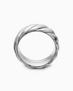 Sculpted Cable Contour Band Ring Sterling Silver, 9mm