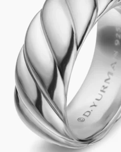Sculpted Cable Contour Band Ring Sterling Silver, 9mm
