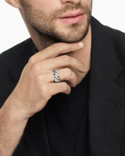 Sculpted Cable Contour Band Ring Sterling Silver, 9mm