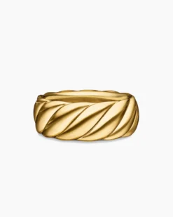 Sculpted Cable Contour Band Ring 18K Yellow Gold, 9mm