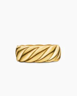 Sculpted Cable Contour Band Ring 18K Yellow Gold, 9mm