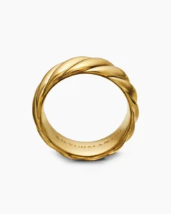 Sculpted Cable Contour Band Ring 18K Yellow Gold, 9mm