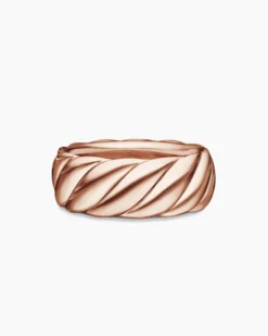 Sculpted Cable Contour Band Ring 18K Rose Gold, 9mm