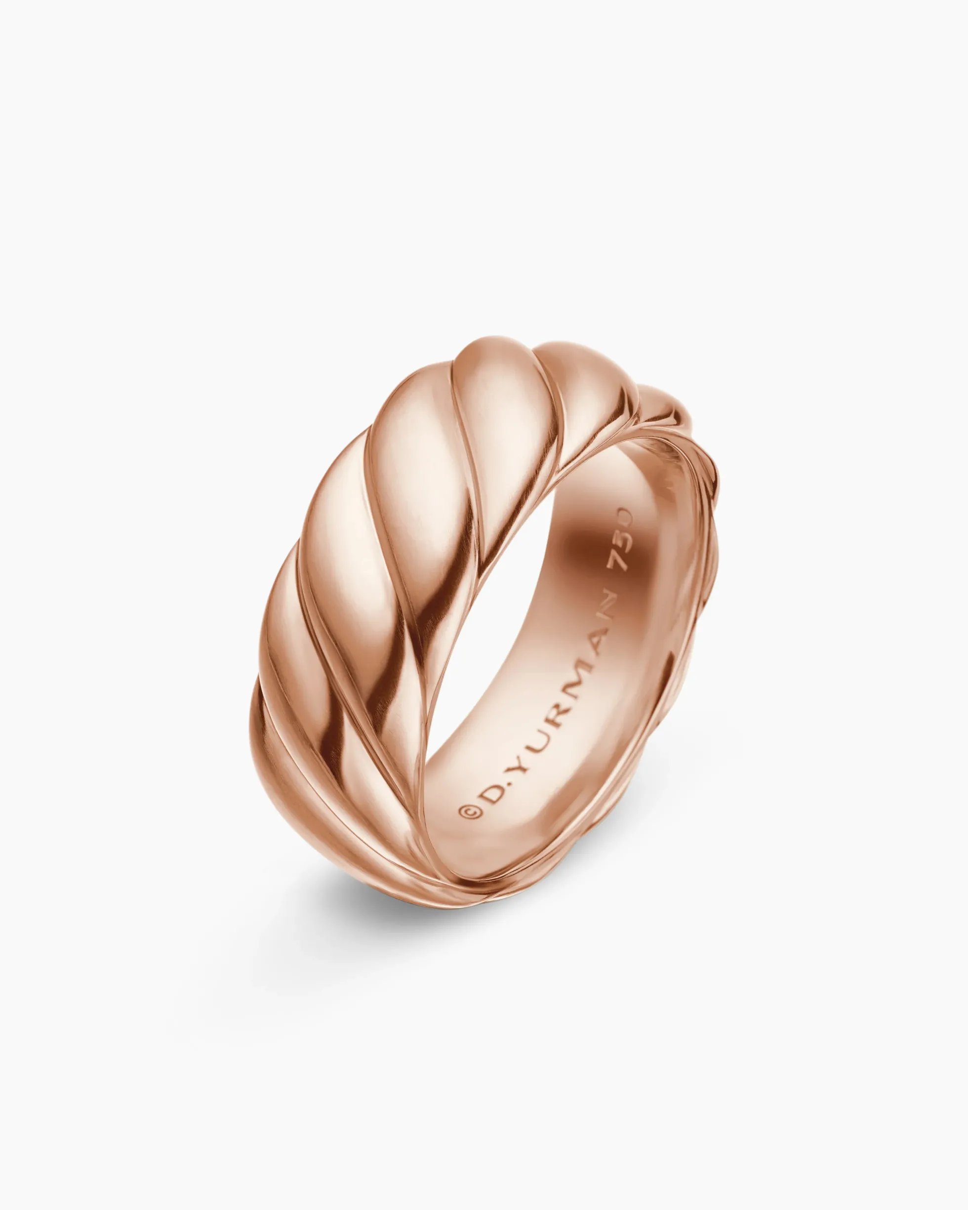 Sculpted Cable Contour Band Ring 18K Rose Gold, 9mm