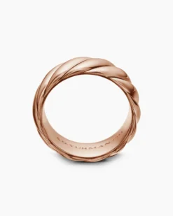 Sculpted Cable Contour Band Ring 18K Rose Gold, 9mm