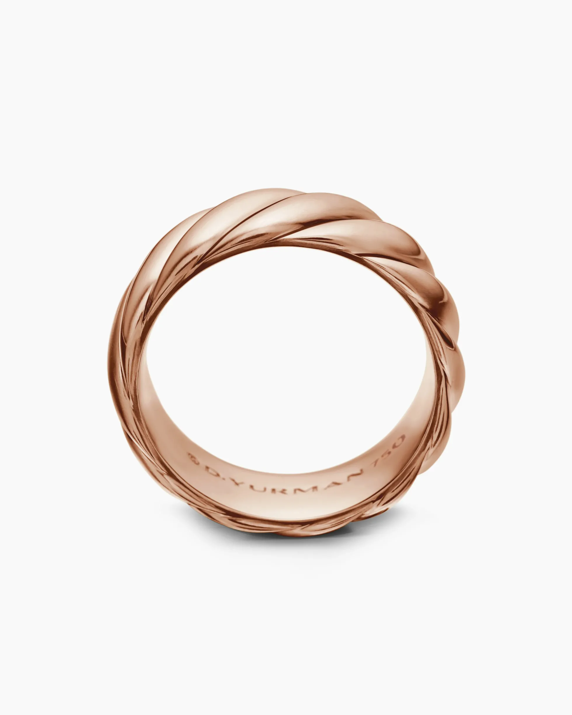 Sculpted Cable Contour Band Ring 18K Rose Gold, 9mm