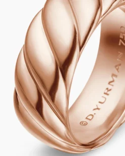 Sculpted Cable Contour Band Ring 18K Rose Gold, 9mm