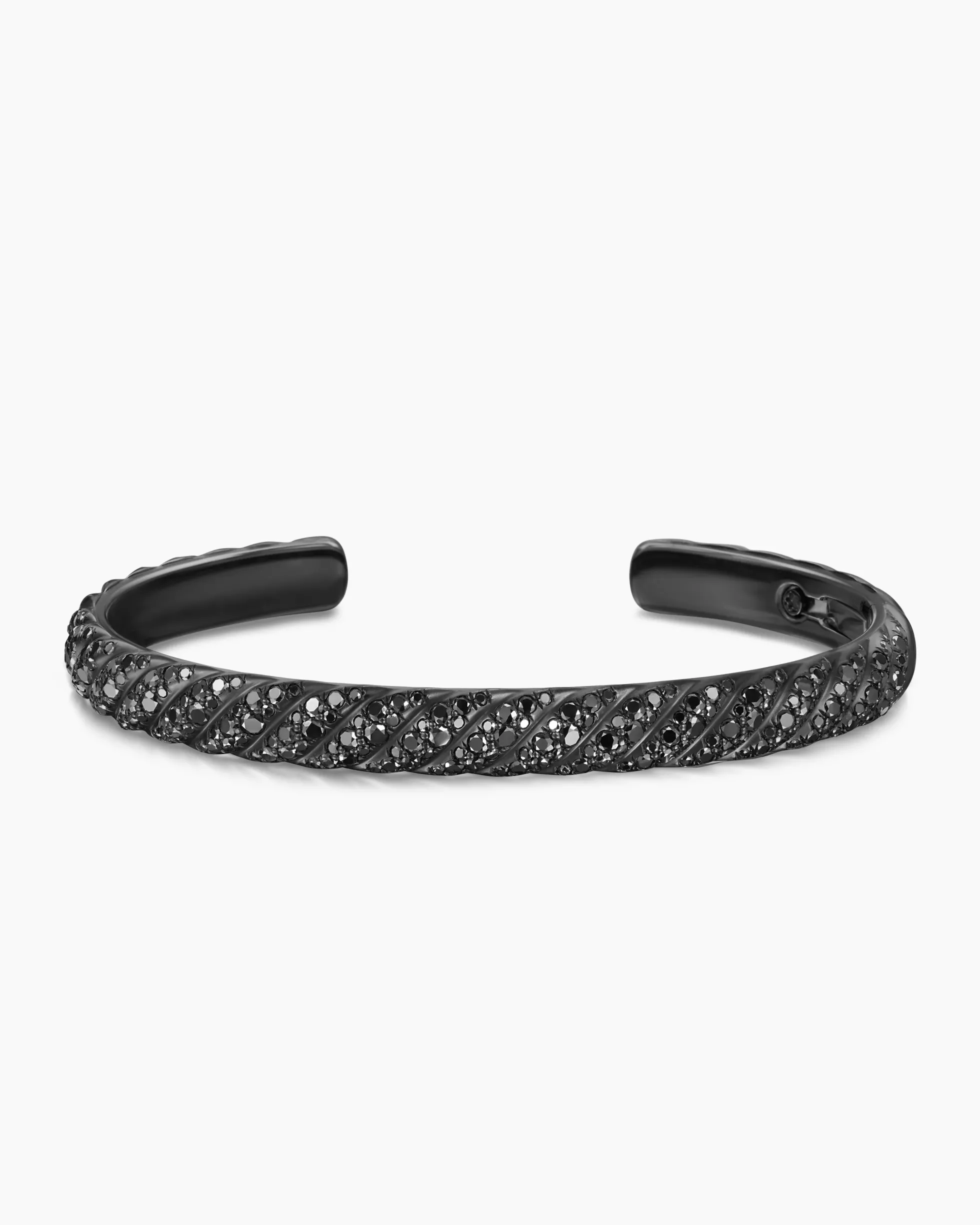 Sculpted Cable Cuff Bracelet Black Titanium with Black Diamonds, 7mm