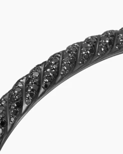 Sculpted Cable Cuff Bracelet Black Titanium with Black Diamonds, 7mm