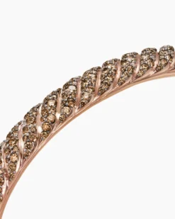 Sculpted Cable Cuff Bracelet 18K Rose Gold with Cognac Diamonds, 7mm
