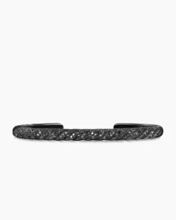 Sculpted Cable Cuff Bracelet Black Titanium with Black Diamonds, 5.5mm