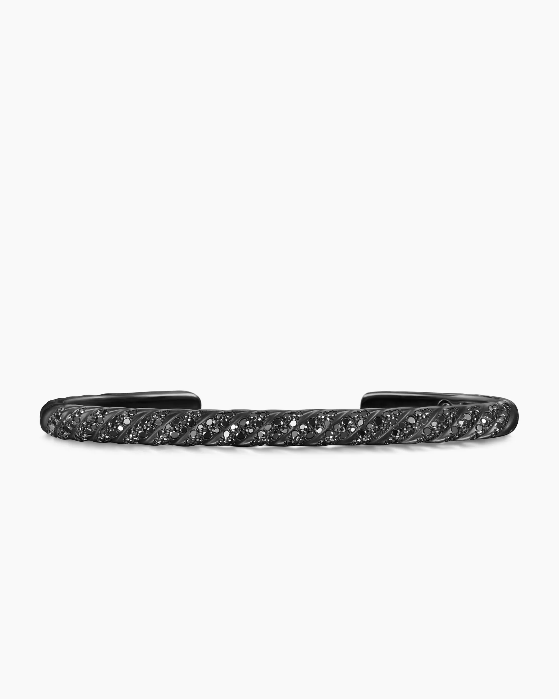 Sculpted Cable Cuff Bracelet Black Titanium with Black Diamonds, 5.5mm