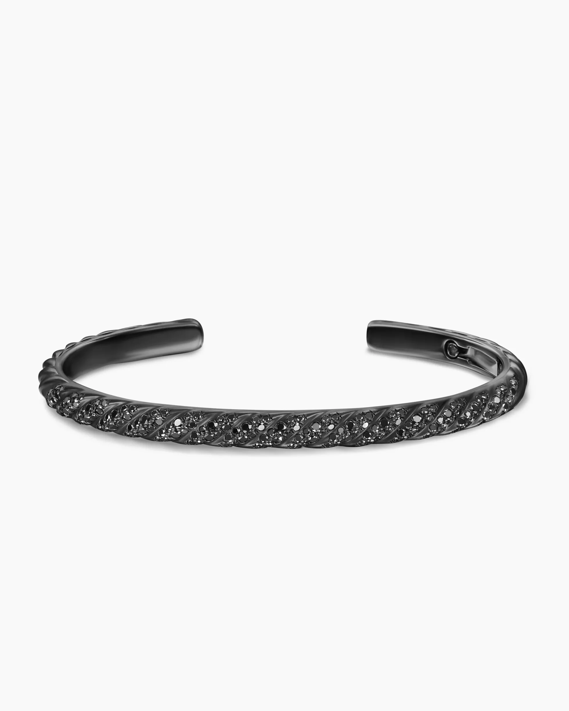 Sculpted Cable Cuff Bracelet Black Titanium with Black Diamonds, 5.5mm