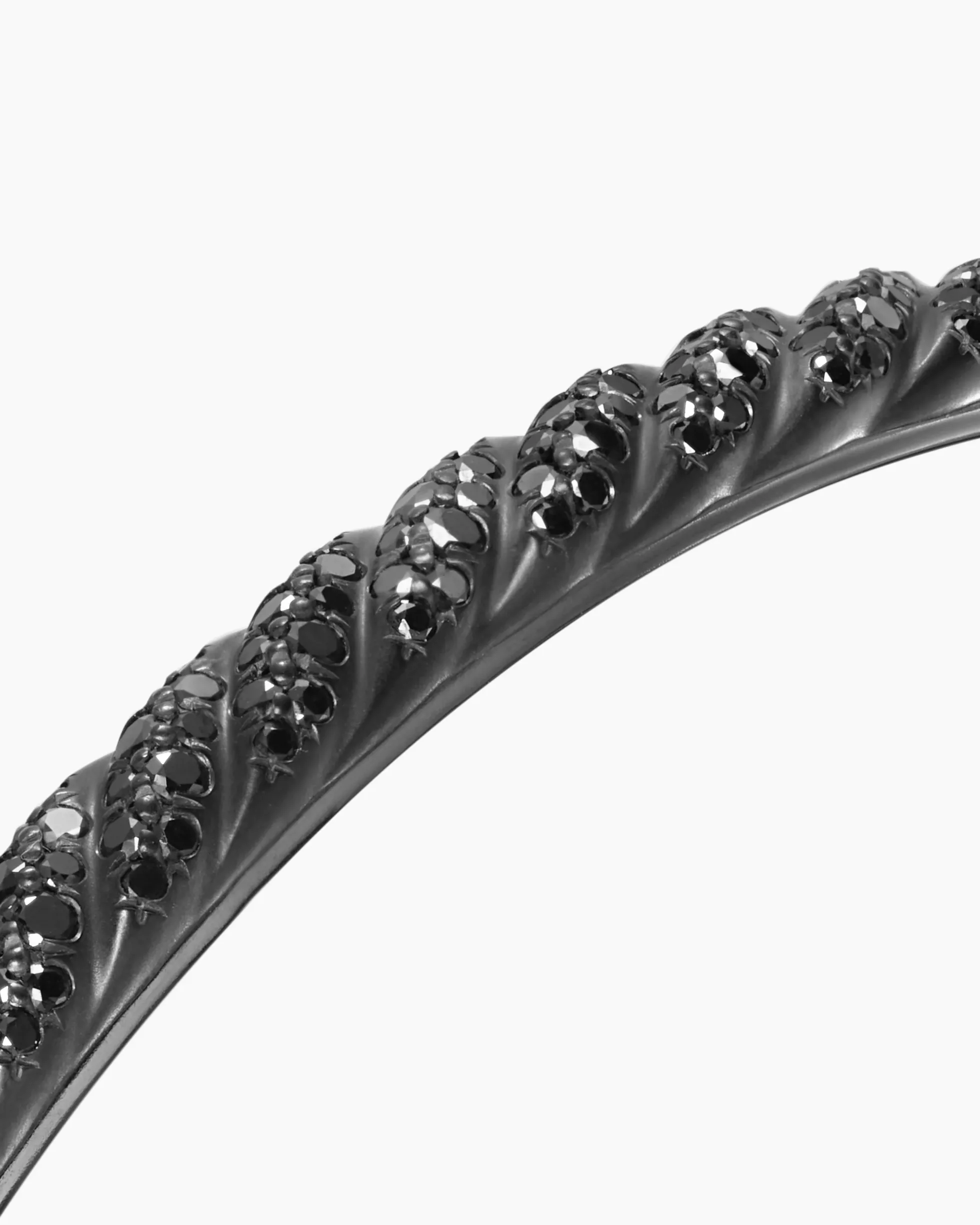 Sculpted Cable Cuff Bracelet Black Titanium with Black Diamonds, 5.5mm