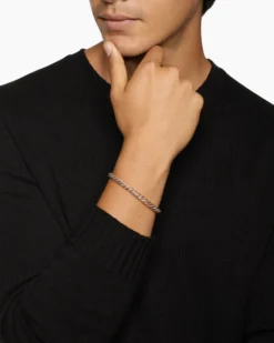 Sculpted Cable Cuff Bracelet 18K Rose Gold with Cognac Diamonds, 5.5mm