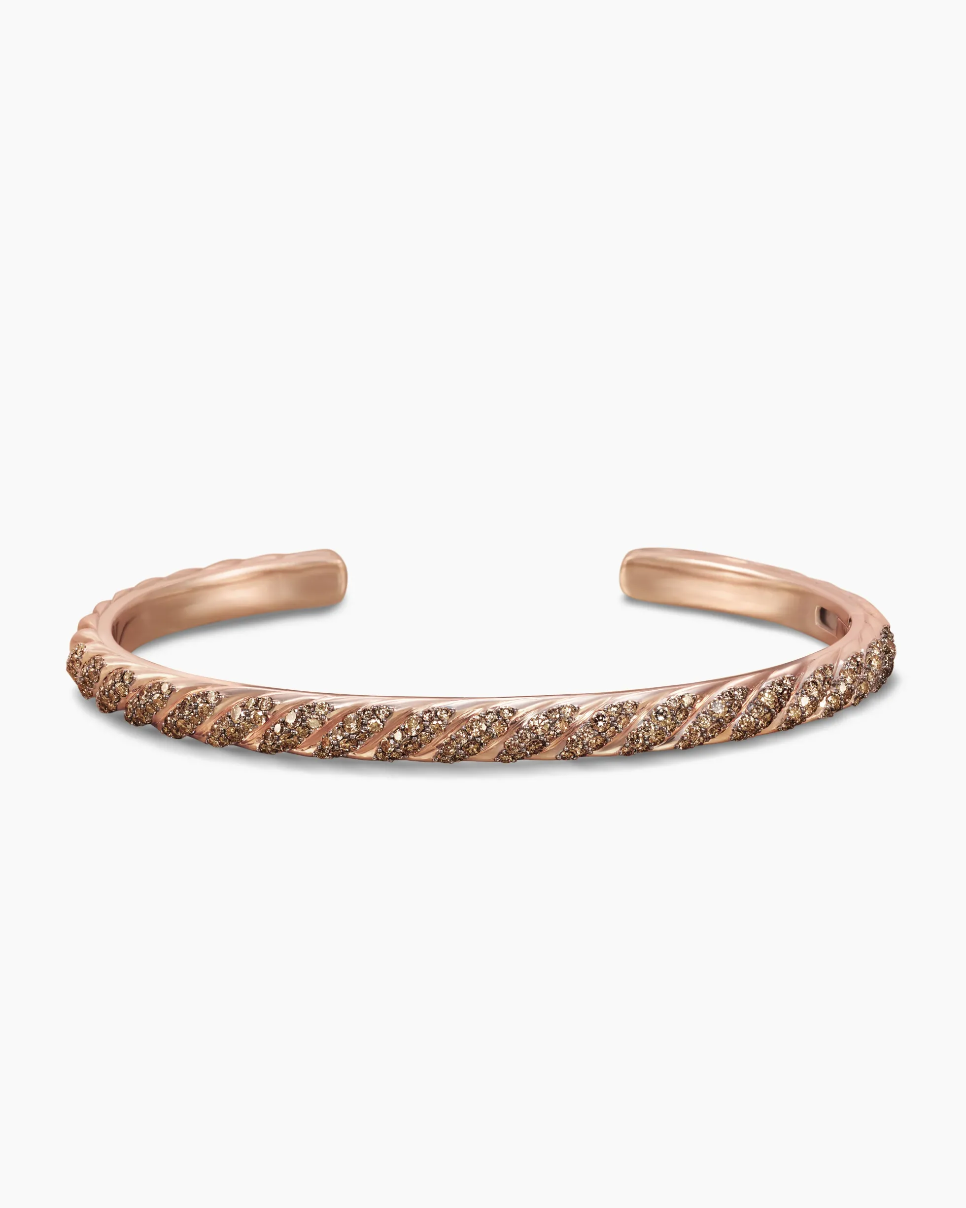 Sculpted Cable Cuff Bracelet 18K Rose Gold with Cognac Diamonds, 5.5mm
