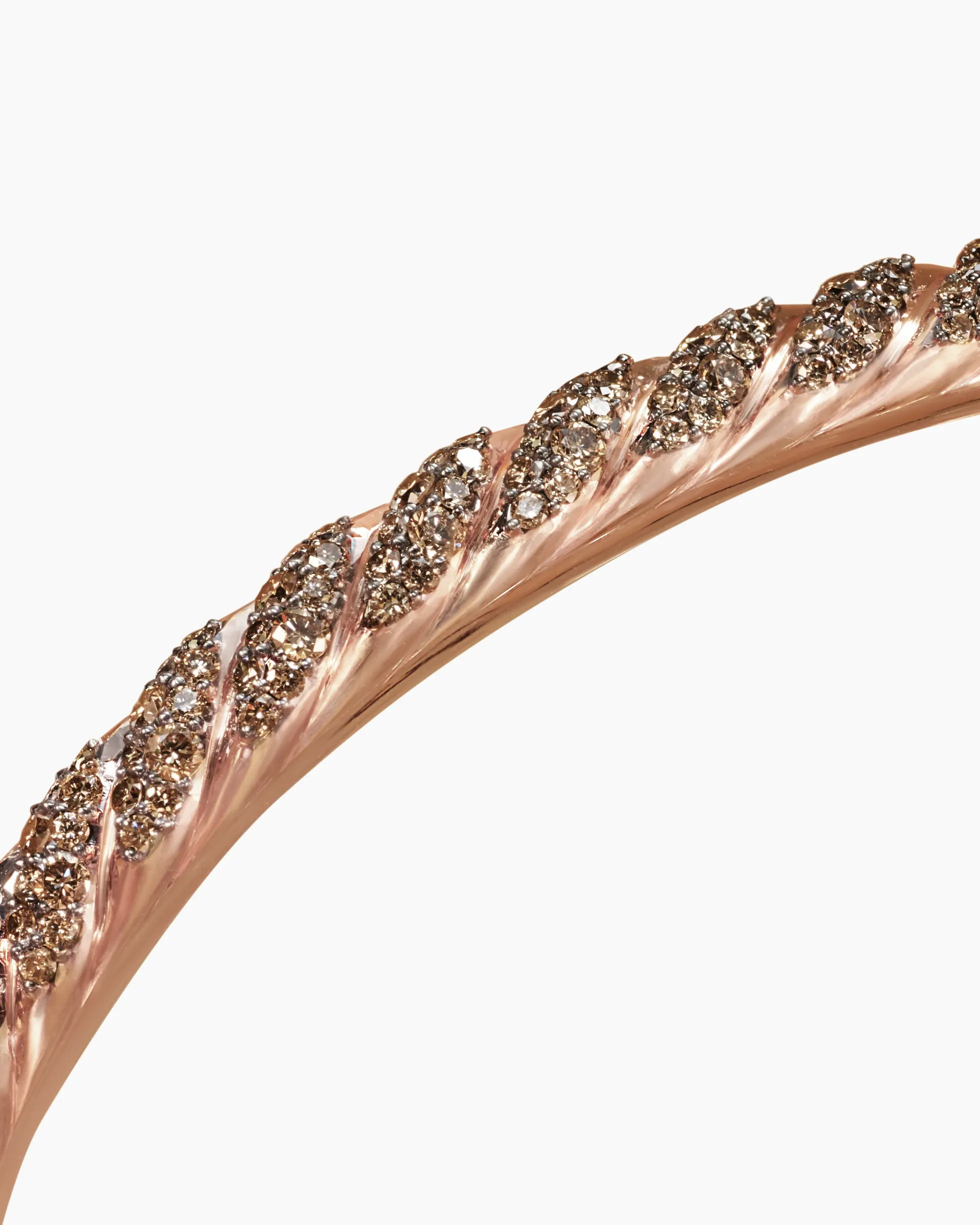 Sculpted Cable Cuff Bracelet 18K Rose Gold with Cognac Diamonds, 5.5mm