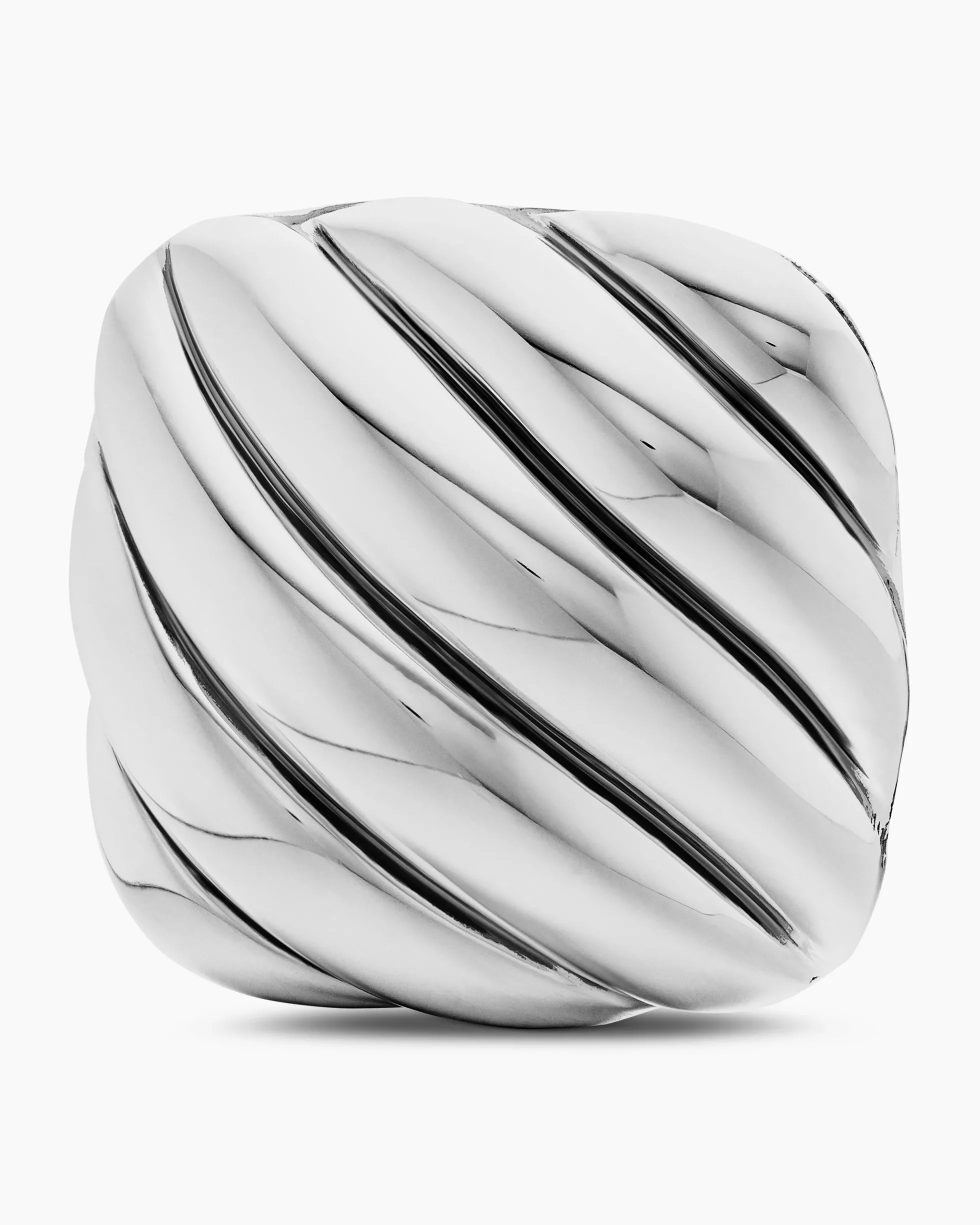 Sculpted Cable Cushion Cufflinks Sterling Silver, 17mm