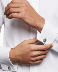 Sculpted Cable Cushion Cufflinks Sterling Silver, 17mm