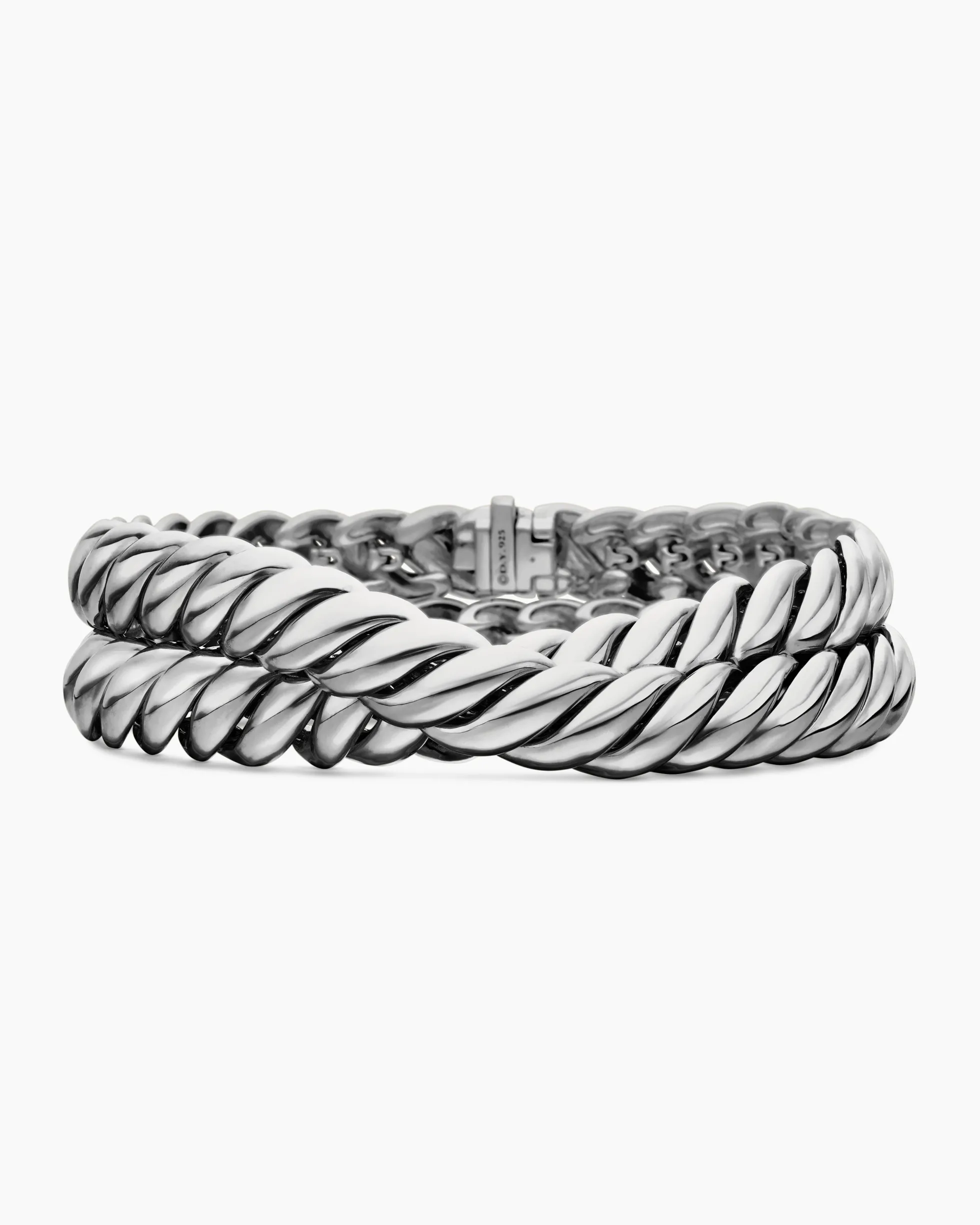 Sculpted Cable Double Wrap Bracelet Sterling Silver, 8.5mm