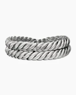 Sculpted Cable Double Wrap Bracelet Sterling Silver, 8.5mm