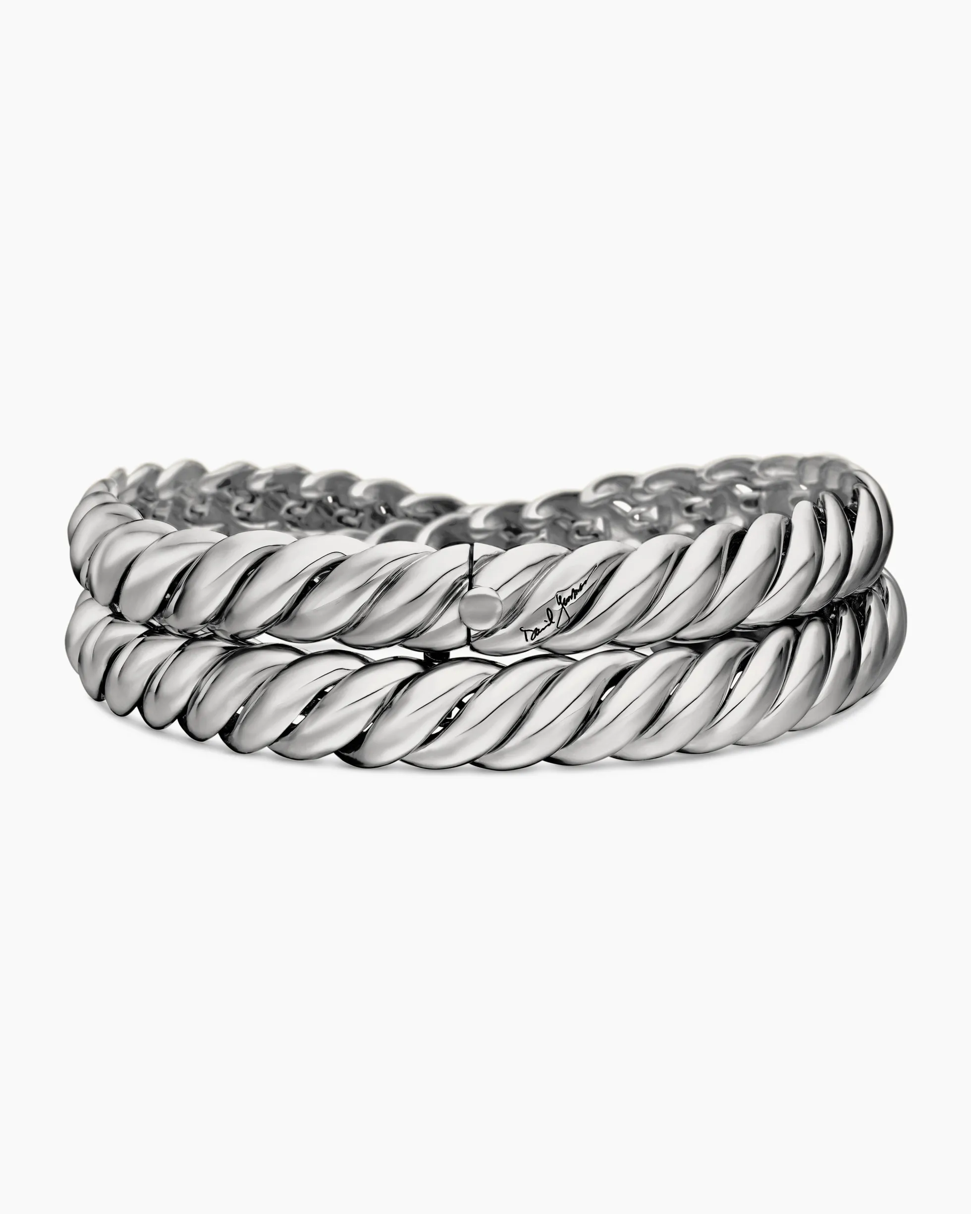 Sculpted Cable Double Wrap Bracelet Sterling Silver, 8.5mm