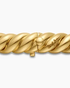 Sculpted Cable Double Wrap Bracelet 18K Yellow Gold, 8.5mm