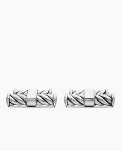 Sculpted Cable Elongated Cufflinks Sterling Silver, 22mm