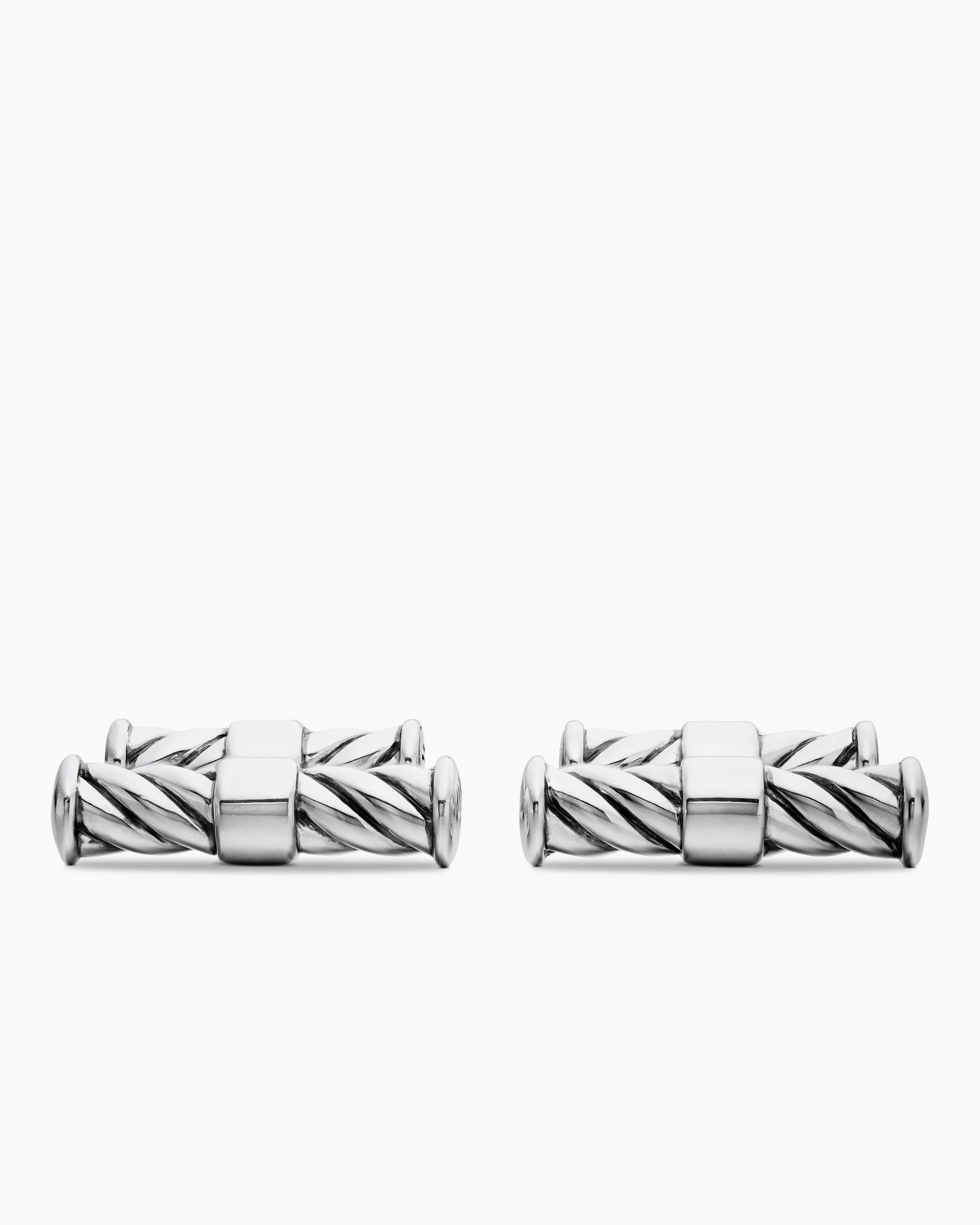 Sculpted Cable Elongated Cufflinks Sterling Silver, 22mm