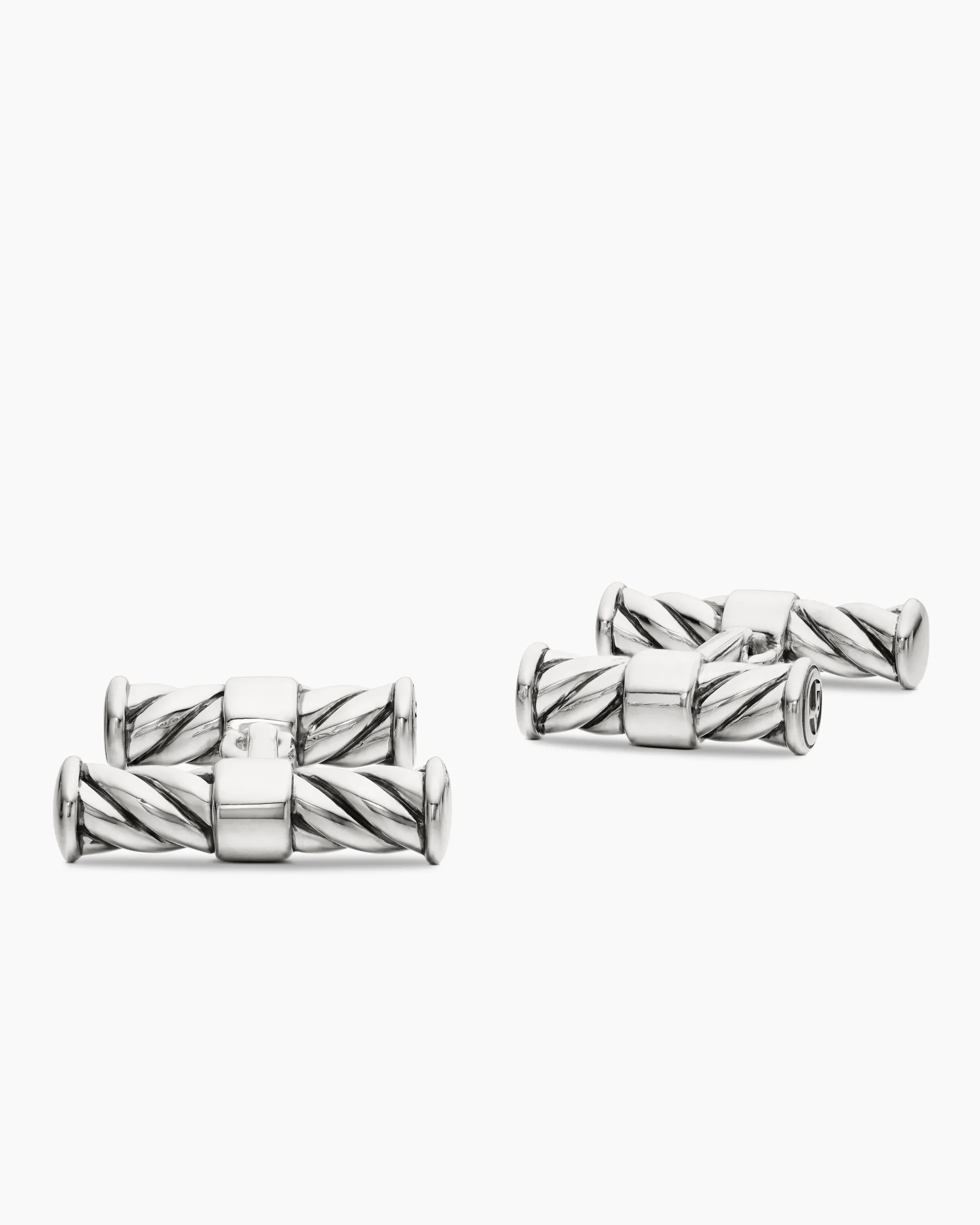 Sculpted Cable Elongated Cufflinks Sterling Silver, 22mm