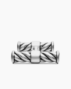 Sculpted Cable Elongated Cufflinks Sterling Silver, 22mm