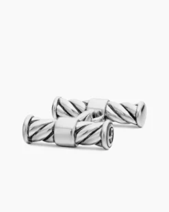 Sculpted Cable Elongated Cufflinks Sterling Silver, 22mm