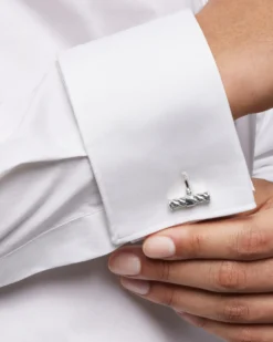 Sculpted Cable Elongated Cufflinks Sterling Silver, 22mm