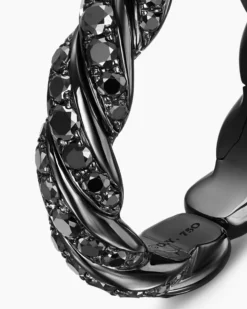 Sculpted Cable Flex Band Ring 18K White Gold with Black Rhodium and Black Diamonds, 5mm
