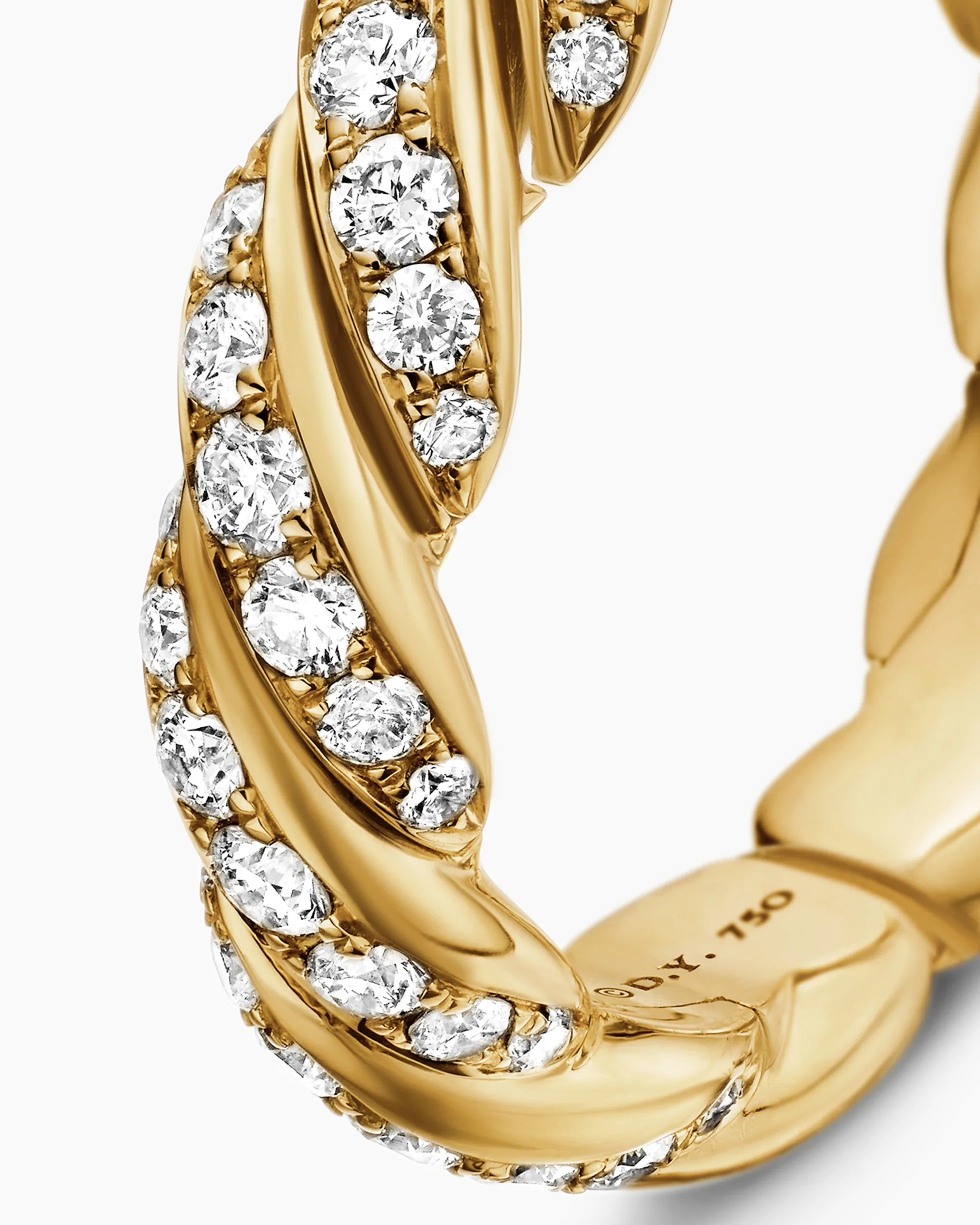 Sculpted Cable Flex Band Ring 18K Yellow Gold with Diamonds, 5mm